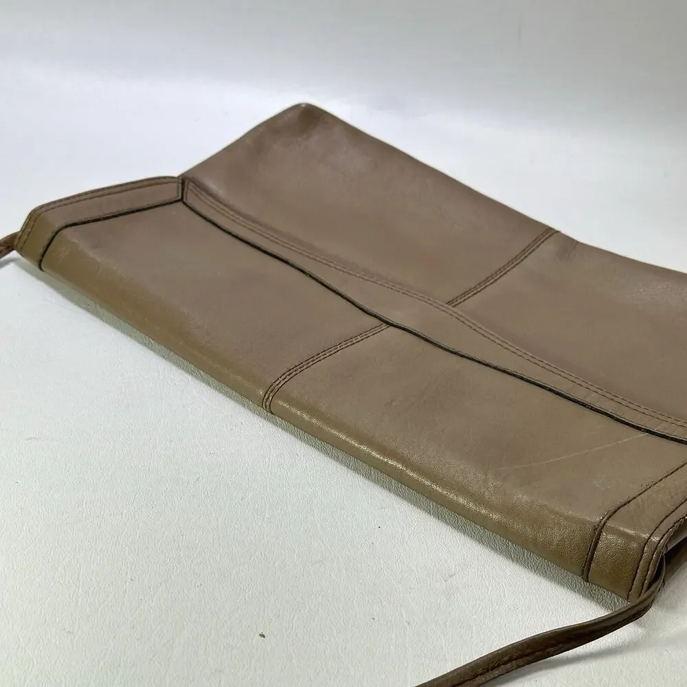 Vtg B Young Handbag Women S Brown Leather Envelope Clutch Purse Shoulder Bag